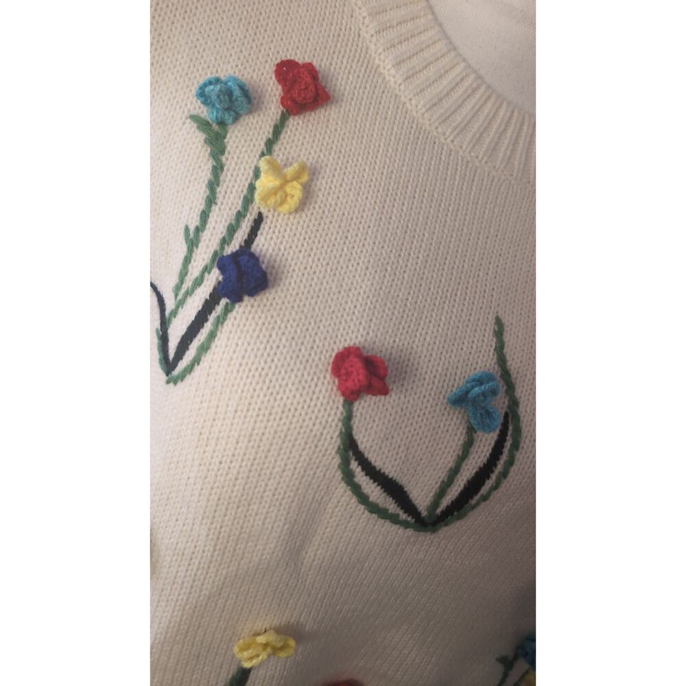 Alice+Olivia Wendell crochet colorful flower sweater - Picture 6 of 9